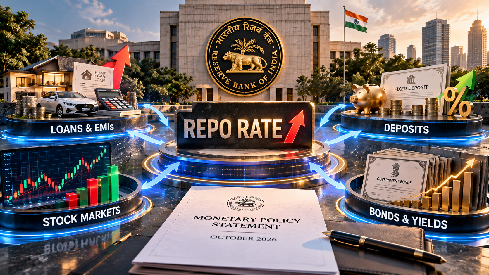 RBI Repo Rate Hike: October 2026 Policy Update, Impact on Loans, EMIs, Deposits & Markets